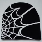Y2K Knit Beanie - Spider Pattern for Winter-Frozenoir-Black/White-
