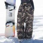 Camouflage Baggy Snowboardhose Damen - Weite Skihose für Wintersport