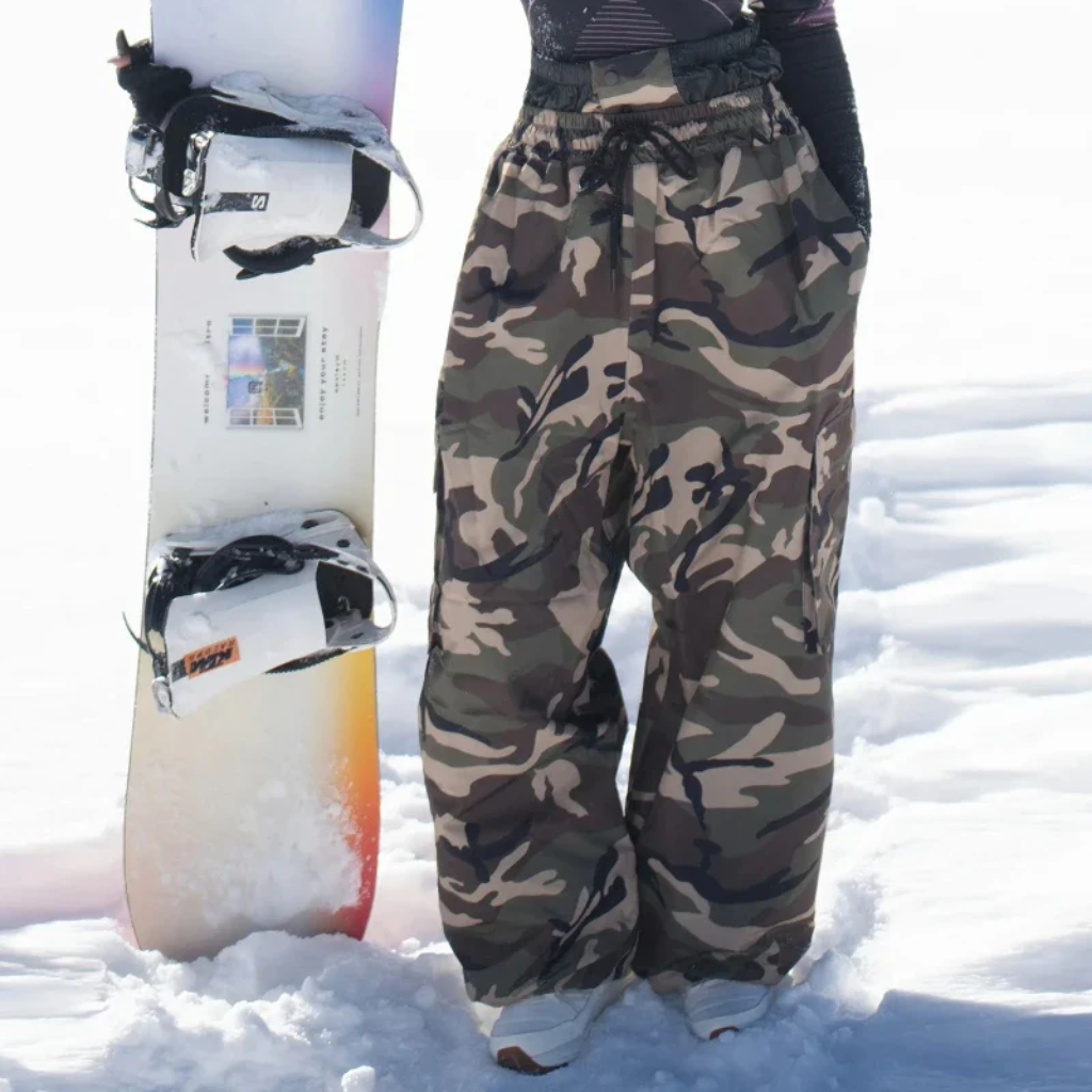 Camouflage Baggy Snowboard Pants Women - Wide Ski Pants for Winter Sports