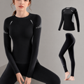 Fleece Lined Ski Base Layer Set Women - Thermal Top and Leggings