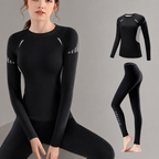 Fleece Lined Ski Base Layer Set Women - Thermal Top and Leggings