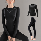 Fleece Lined Ski Base Layer Set Women - Thermal Top and Leggings
