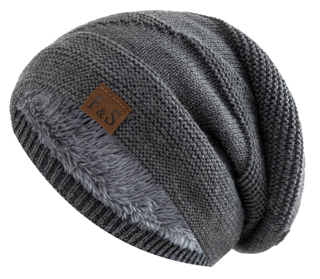 Fur-Lined Beanie - Warm Winter Hat-Frozenoir-Gray-