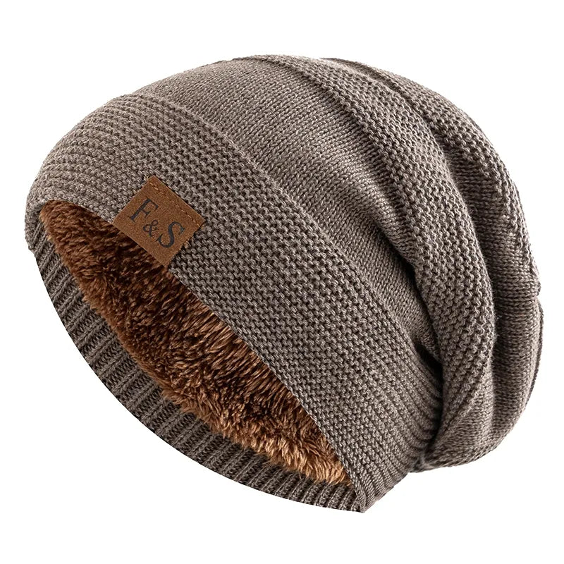 Fur-Lined Beanie - Warm Winter Hat-Frozenoir-Khaki-