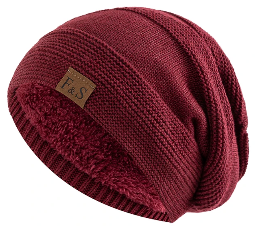 Fur-Lined Beanie - Warm Winter Hat-Frozenoir-Red-