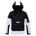 Hooded Ski Jacket - Half-Zip Snowboard Anorak-Frozenoir-Black-s-