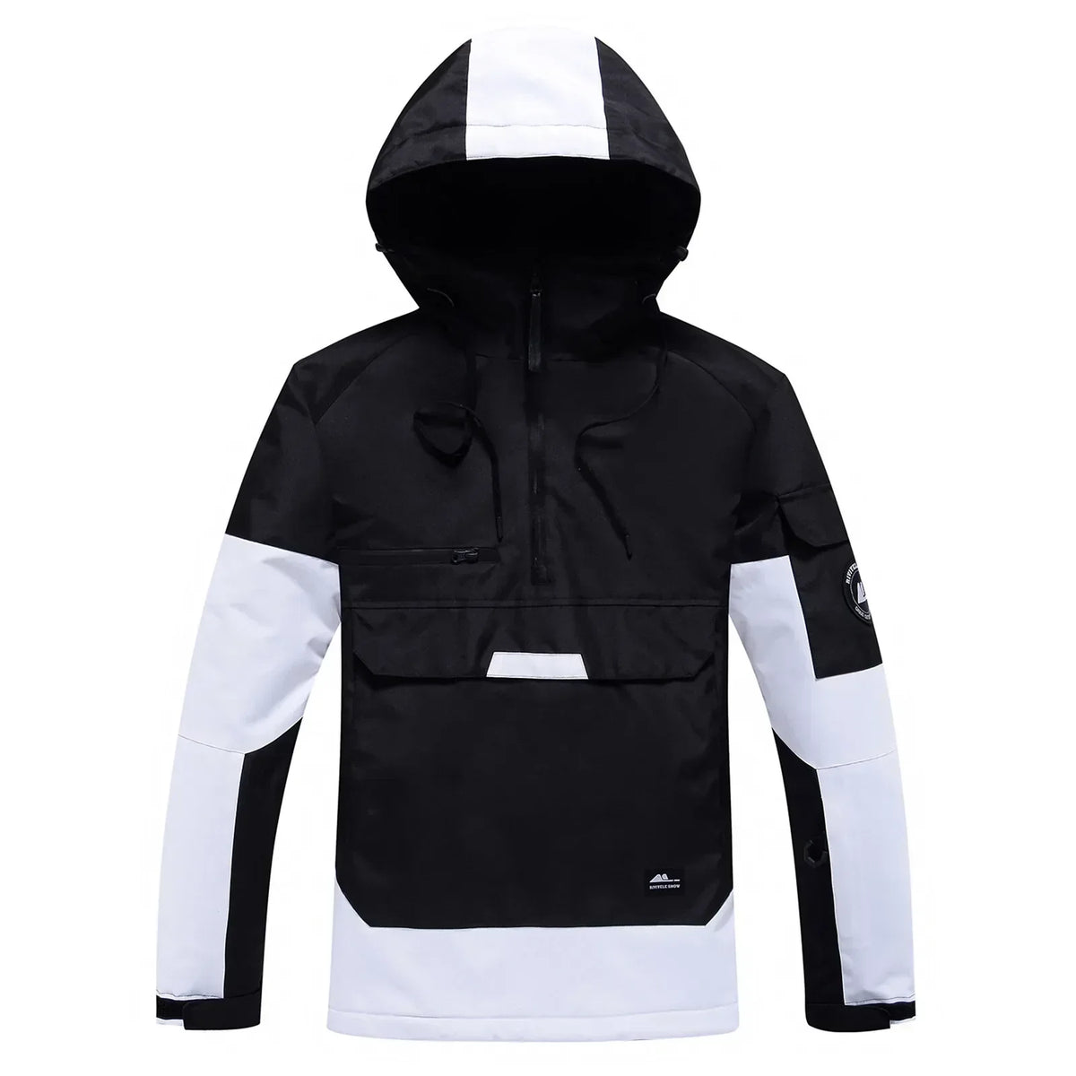 Hooded Ski Jacket - Half-Zip Snowboard Anorak-Frozenoir-Black-s-