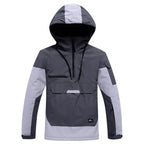 Hooded Ski Jacket - Half-Zip Snowboard Anorak-Frozenoir-Gray-s-