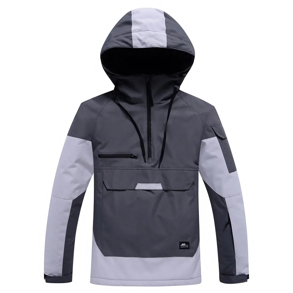 Hooded Ski Jacket - Half-Zip Snowboard Anorak-Frozenoir-Gray-s-