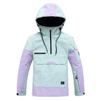 Hooded Ski Jacket - Half-Zip Snowboard Anorak-Frozenoir-Light Green-s-
