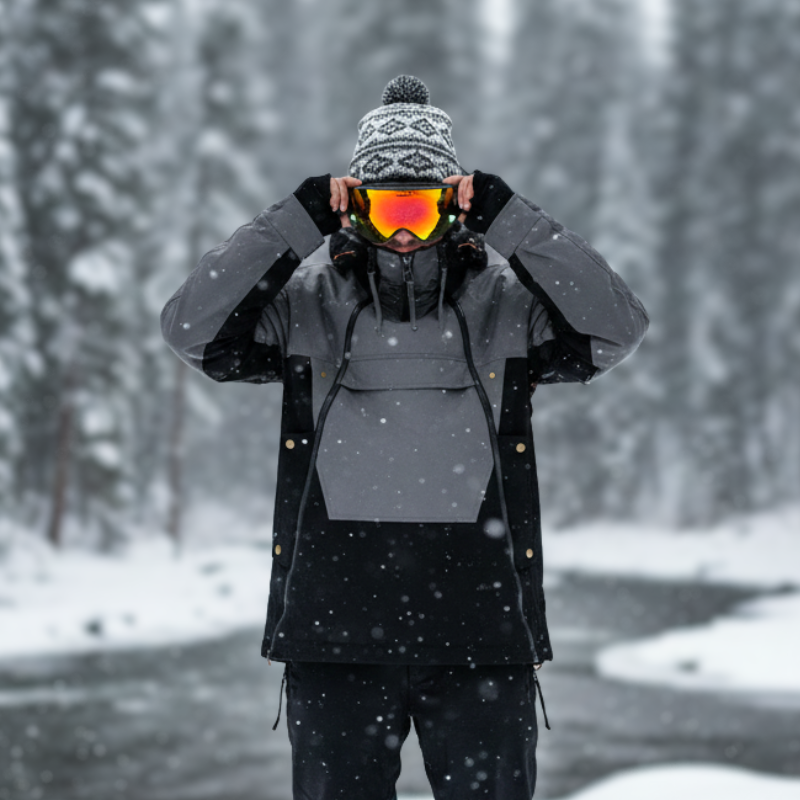 Hooded Ski Jacket for Snowboard & Winter-Frozenoir-Gray-m-