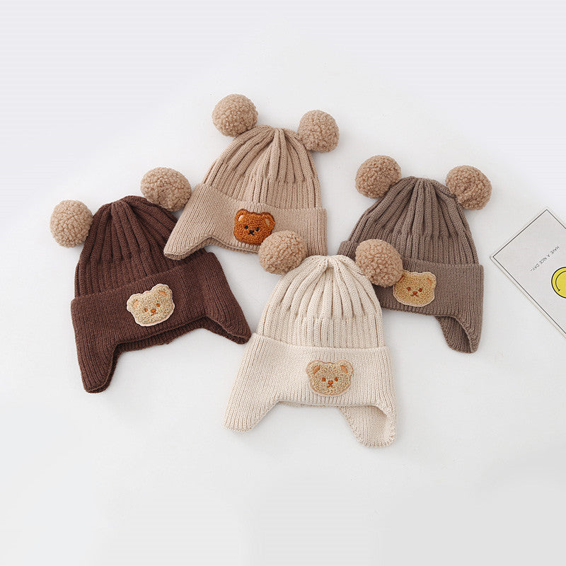 Kids Bear Beanie - Knit Hat with Ears-Frozenoir-
