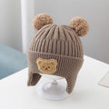 Kids Bear Beanie - Knit Hat with Ears-Frozenoir-Brown-