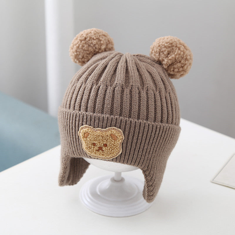Kids Bear Beanie - Knit Hat with Ears-Frozenoir-Brown-