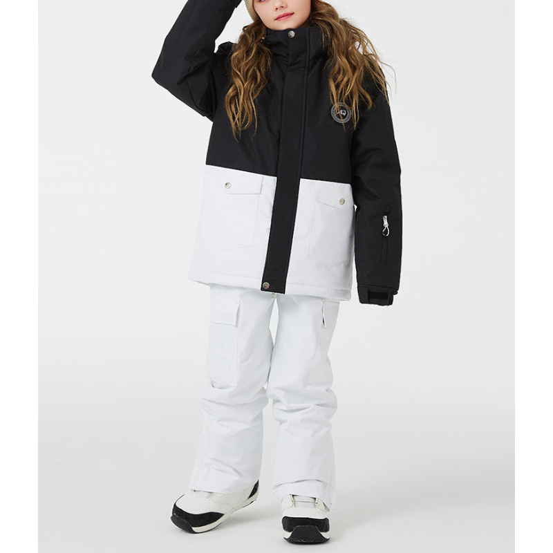 Kids & Toddler Snowsuit - Waterproof & Warm for Winter-Frozenoir-Black/White-8-