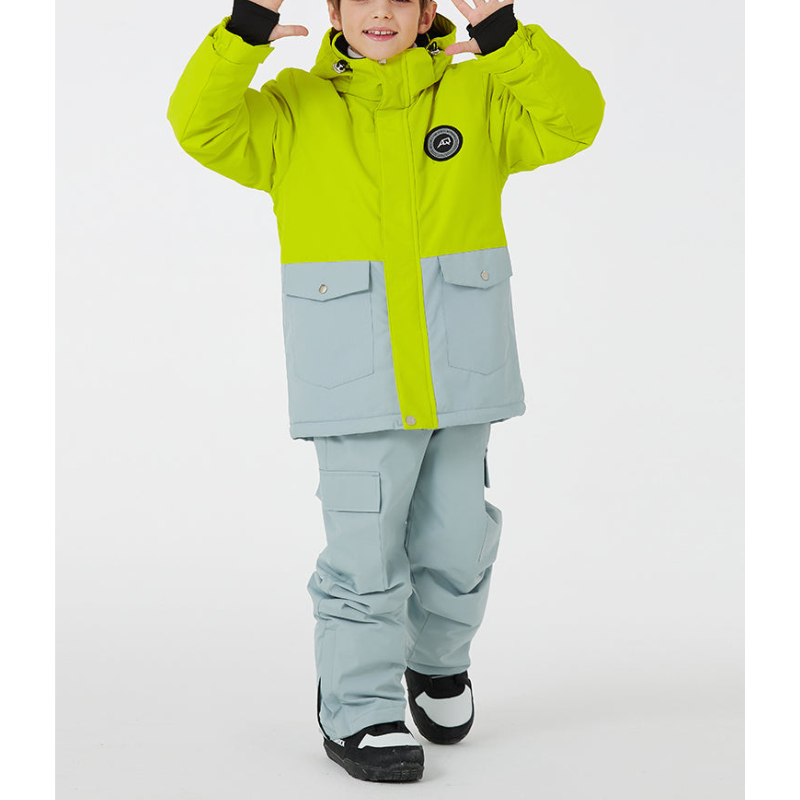 Kids & Toddler Snowsuit - Waterproof & Warm for Winter-Frozenoir-Green/Gray-8-