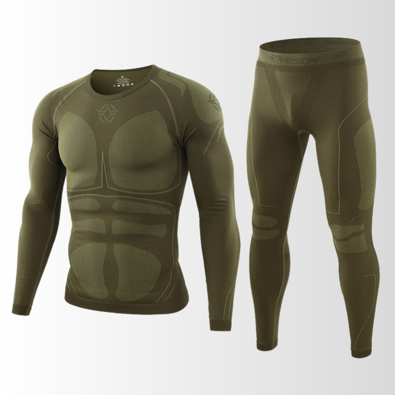 Men's Ski Base Layer Set - Thermal Underwear Top & Bottoms-Frozenoir-