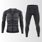 Men's Ski Base Layer Set - Thermal Underwear Top & Bottoms-Frozenoir-Black-s-