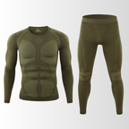 Men's Ski Base Layer Set - Thermal Underwear Top & Bottoms-Frozenoir-Green-s-
