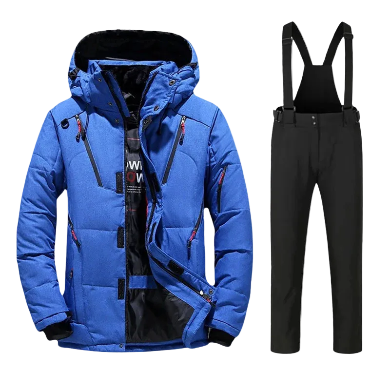 Men's Ski Suit - Insulated Ski Jacket & Pants Set-Frozenoir-Blue/Black-m-