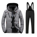 Men's Ski Suit - Insulated Ski Jacket & Pants Set-Frozenoir-Gray/Black-m-