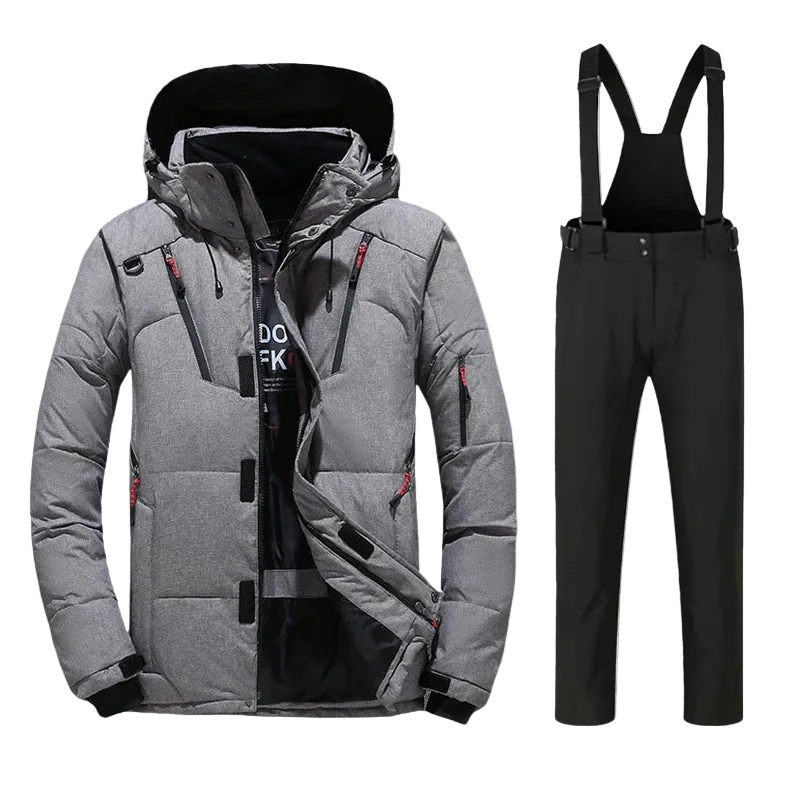 Men's Ski Suit - Insulated Ski Jacket & Pants Set-Frozenoir-Gray/Black-m-