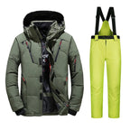 Men's Ski Suit - Insulated Ski Jacket & Pants Set-Frozenoir-Green-m-