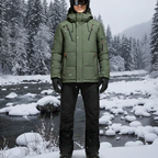 Men's Ski Suit - Insulated Ski Jacket & Pants Set-Frozenoir-Green/Black-m-