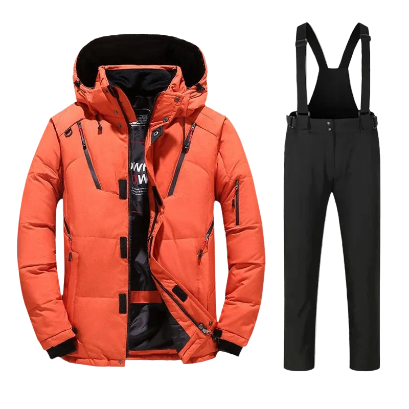 Men's Ski Suit - Insulated Ski Jacket & Pants Set-Frozenoir-Red/Black-m-