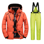Men's Ski Suit - Insulated Ski Jacket & Pants Set-Frozenoir-Red/Lime Green-m-