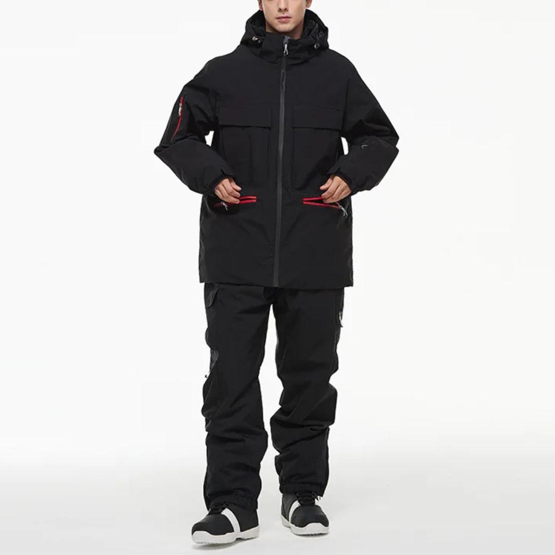 Men's Ski Suit - Waterproof Ski Jacket & Pants Set-Frozenoir-Black-s-