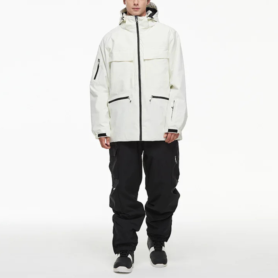 Men's Ski Suit - Waterproof Ski Jacket & Pants Set-Frozenoir-Black/White-s-