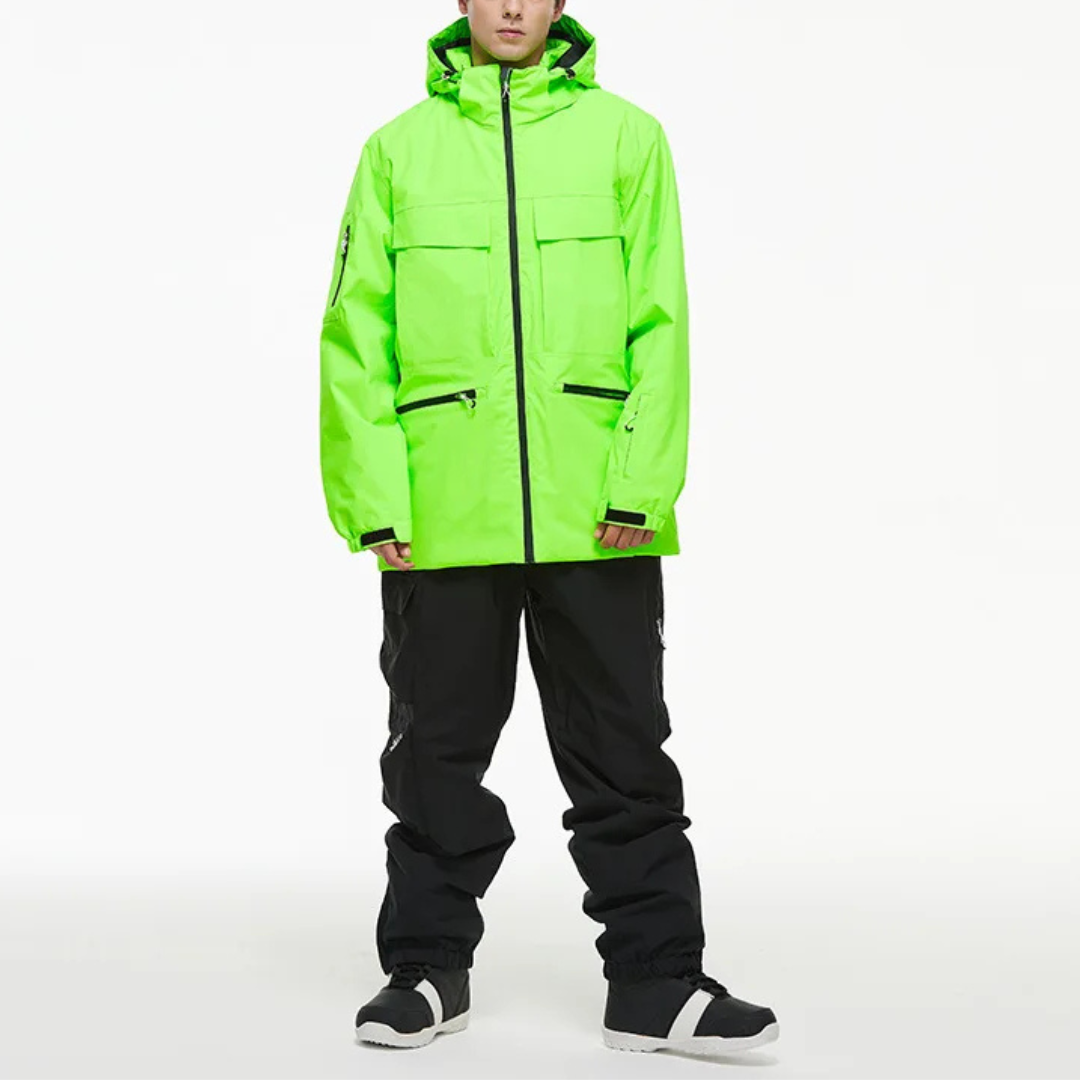 Men's Ski Suit - Waterproof Ski Jacket & Pants Set-Frozenoir-Green/Black-s-