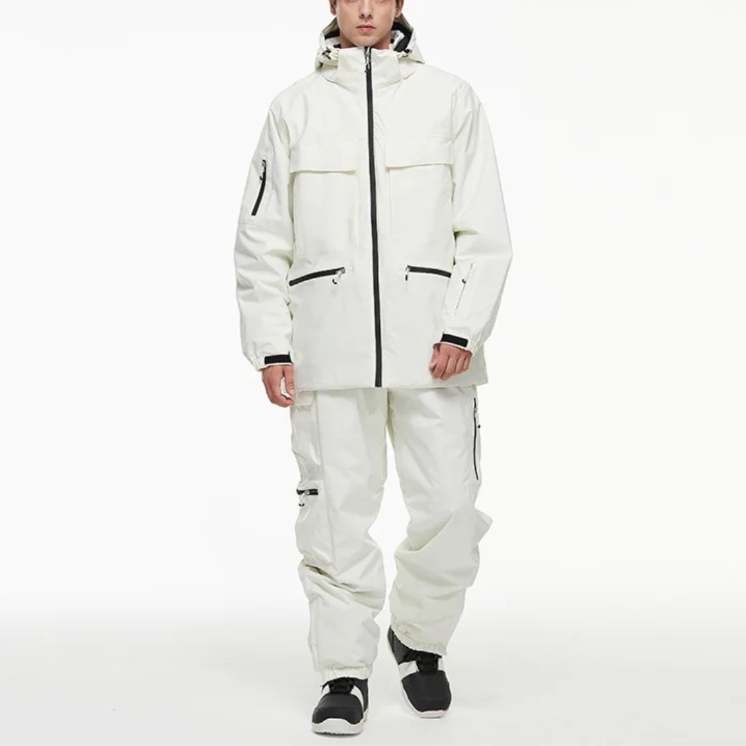 Men's Ski Suit - Waterproof Ski Jacket & Pants Set-Frozenoir-White-s-
