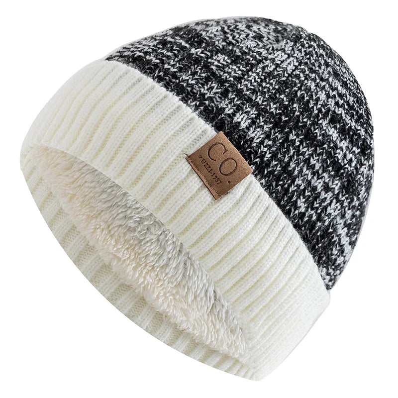 Mikael Winter Beanie - Warm Knit Hat-Frozenoir-Black/White-54-60cm-