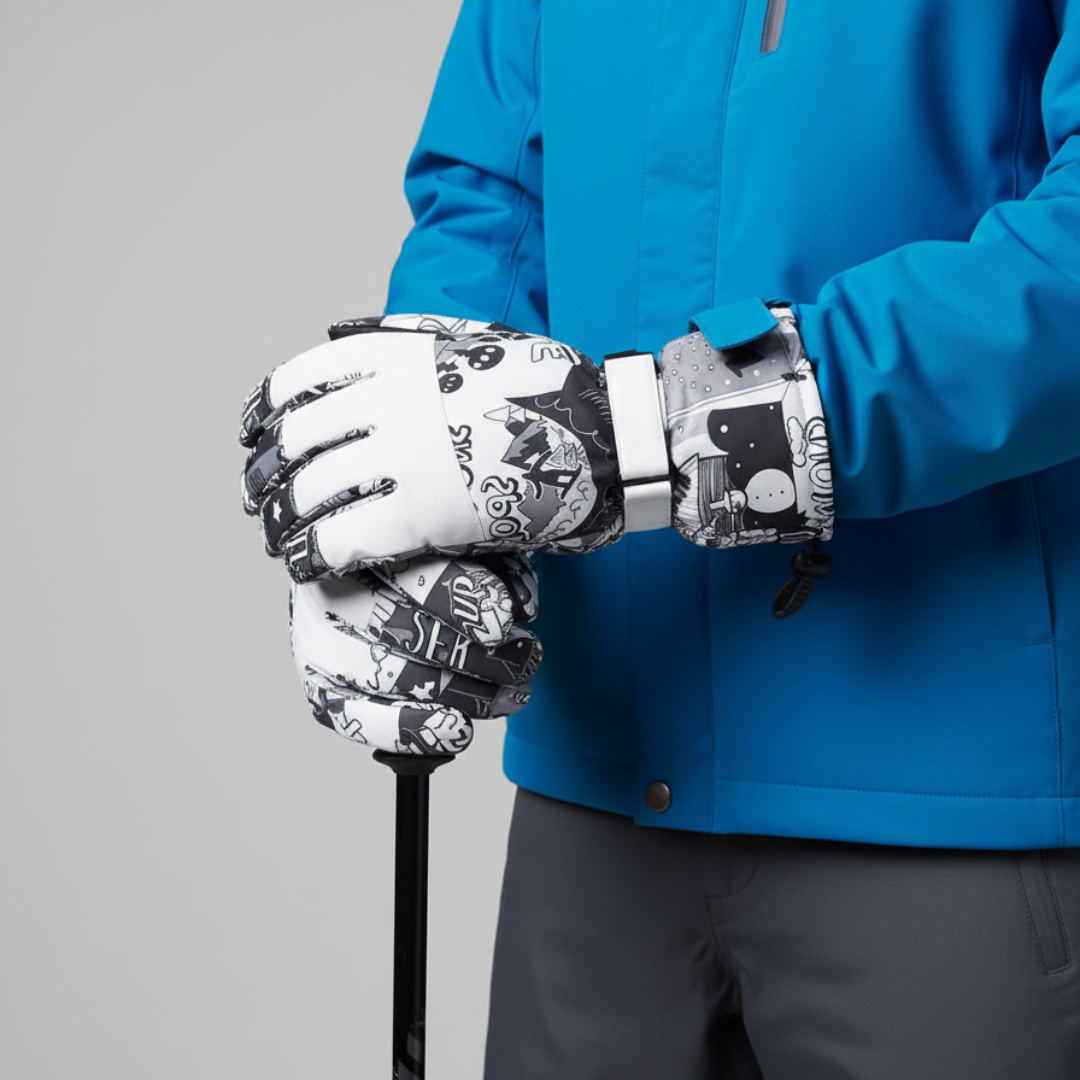 Non-Slip Ski Gloves - Warm for Winter Sports-Frozenoir-Black/White-s-