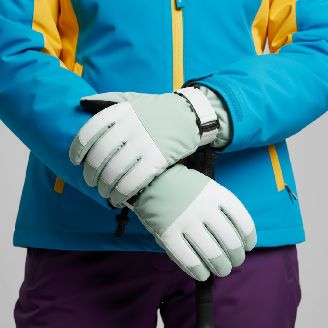 Non-Slip Ski Gloves - Warm for Winter Sports-Frozenoir-Light Green-s-
