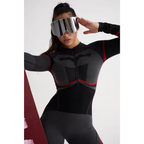 Ski-Baselayer-Set für Damen Schwarz – Thermo-Unterwäsche Top und Hose