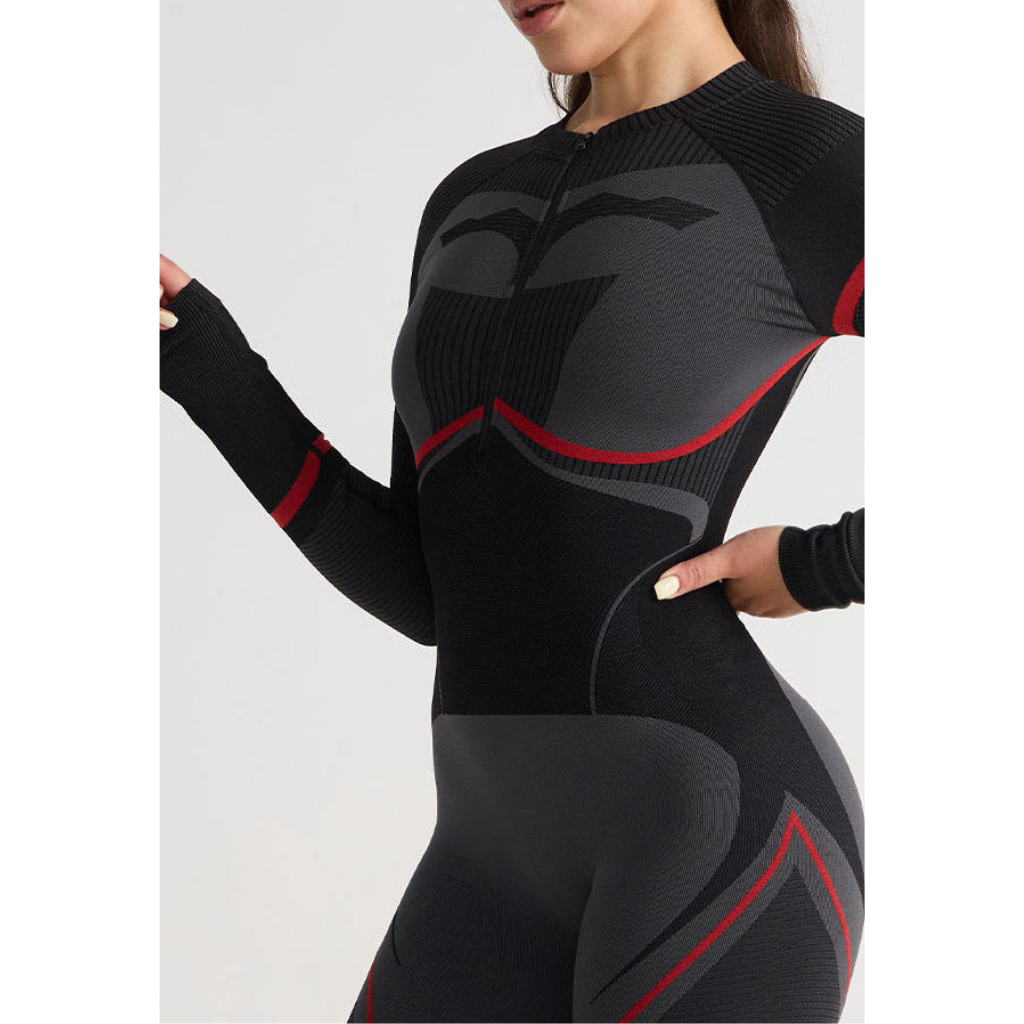 Ski-Baselayer-Set für Damen Schwarz – Thermo-Unterwäsche Top und Hose