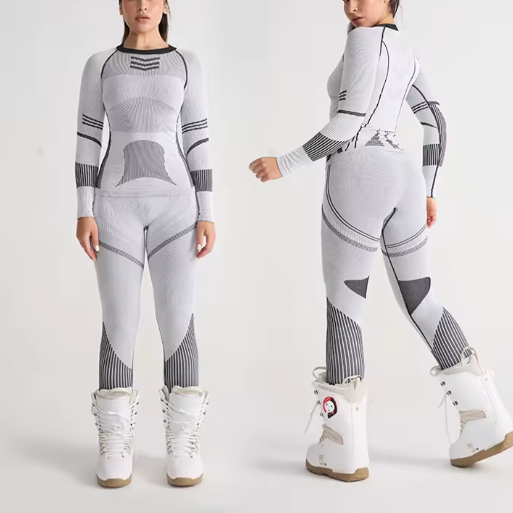Ensemble de sous-couche de ski femme gris clair - Haut et pantalon thermiques