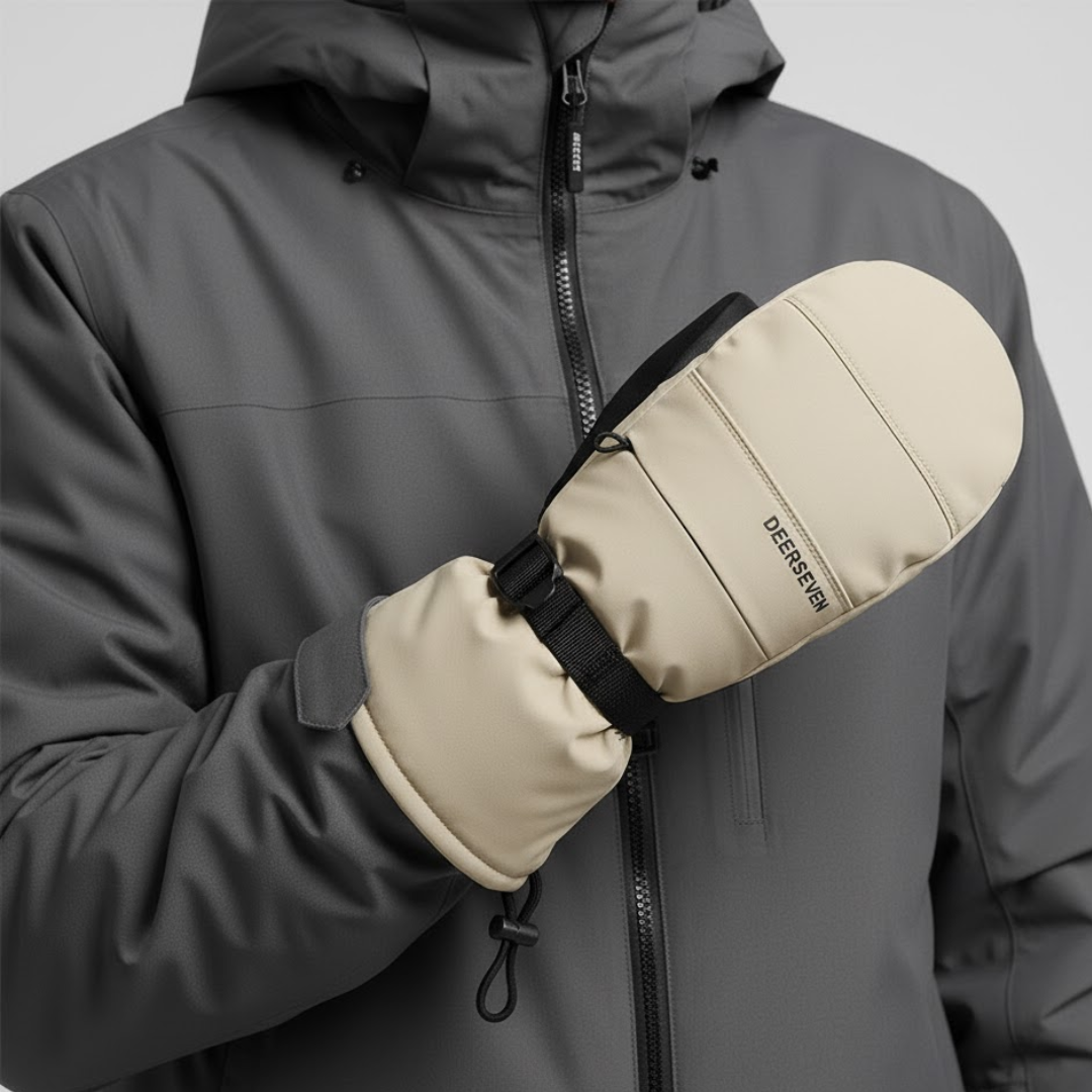 Ski Gloves with Grip - Waterproof, Non-Slip Palm-Frozenoir-Khaki-s-