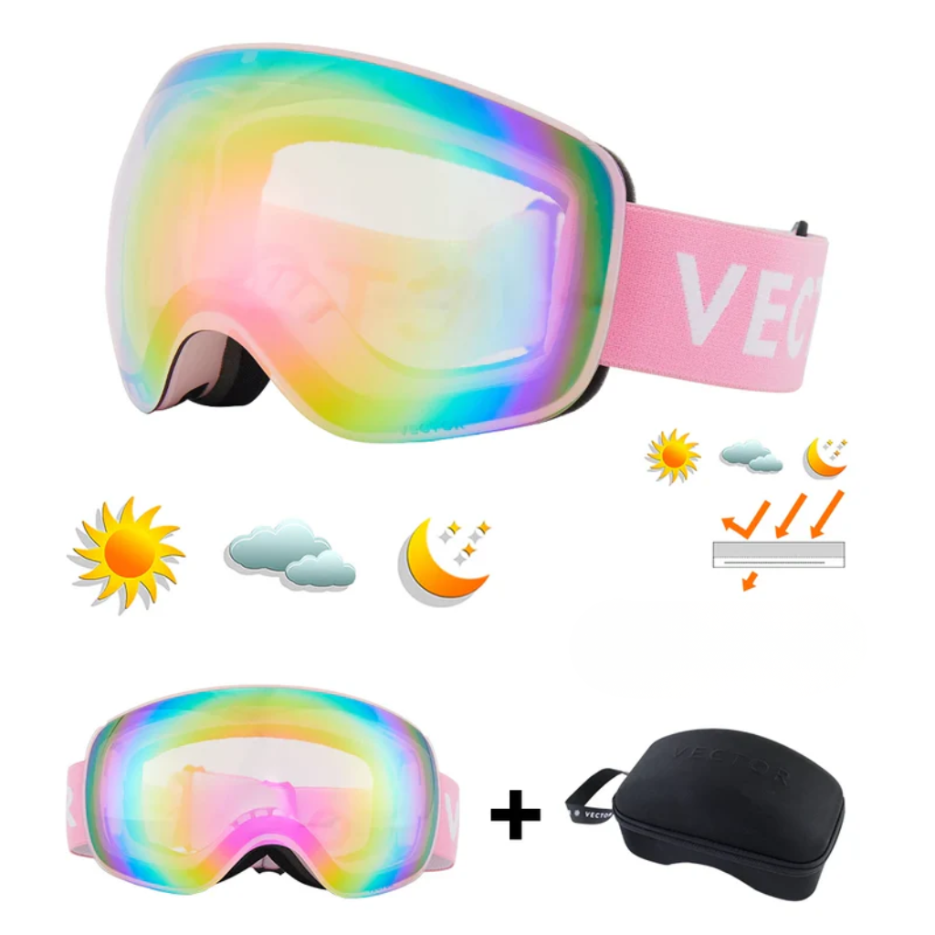 Ski Goggles for Glasses - Mirrored Interchangeable Lens
