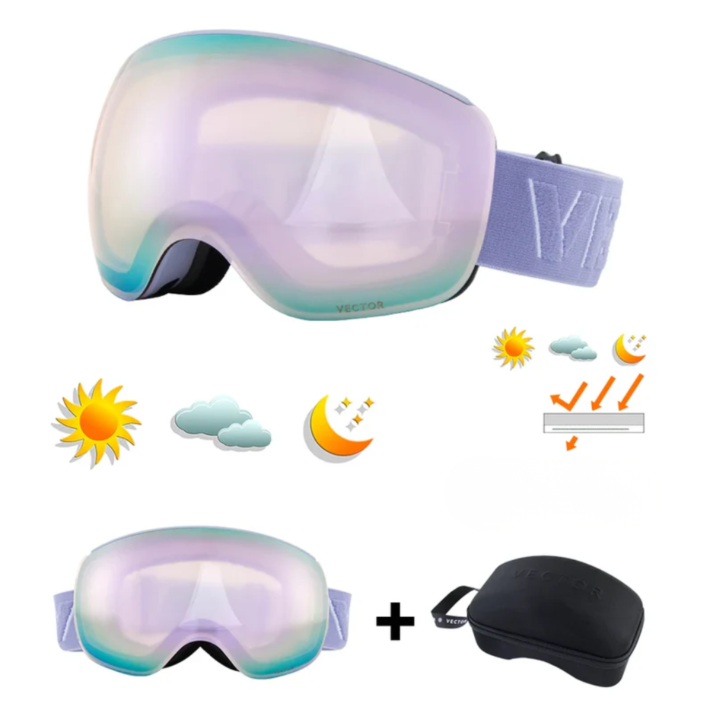 Ski Goggles for Glasses - Mirrored Interchangeable Lens