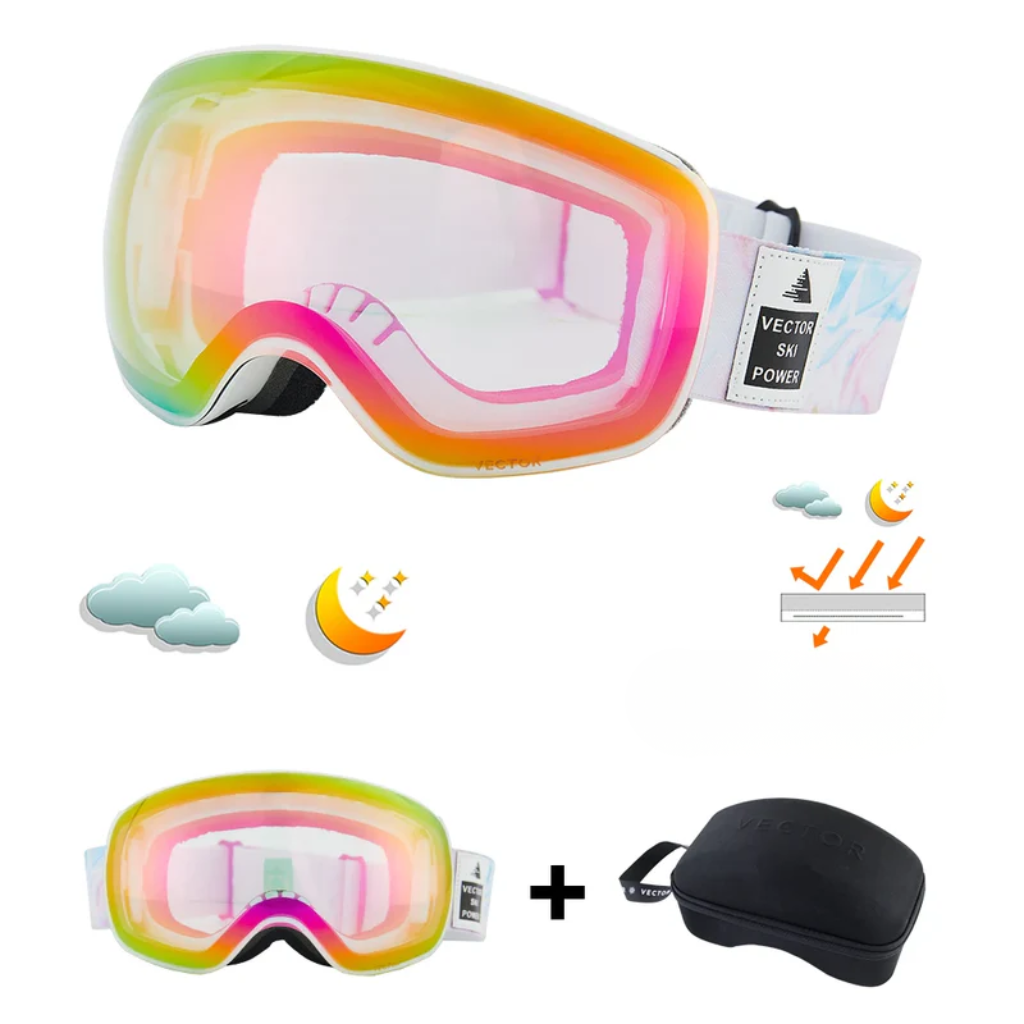 Ski Goggles for Glasses - Mirrored Interchangeable Lens