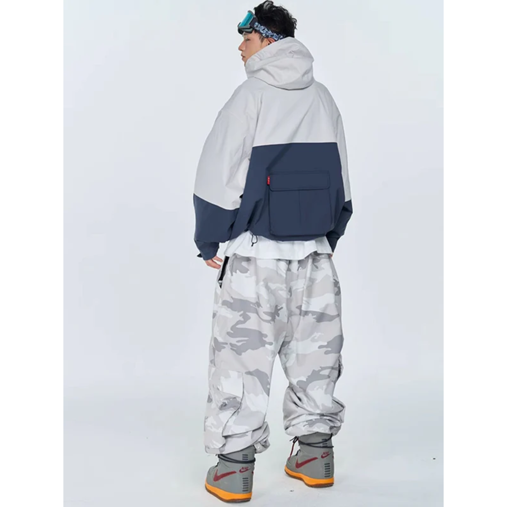 Combinaison de snowboard pour homme - Veste anorak à enfiler et pantalon de ski camouflage - Tenue de ski imperméable