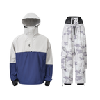 Snowboard Suit Women - Pullover Anorak Jacket and Camo Snow Pants - Waterproof Ski Suit