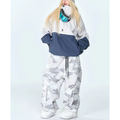 Snowboard Suit Women - Pullover Anorak Jacket and Camo Snow Pants - Waterproof Ski Suit