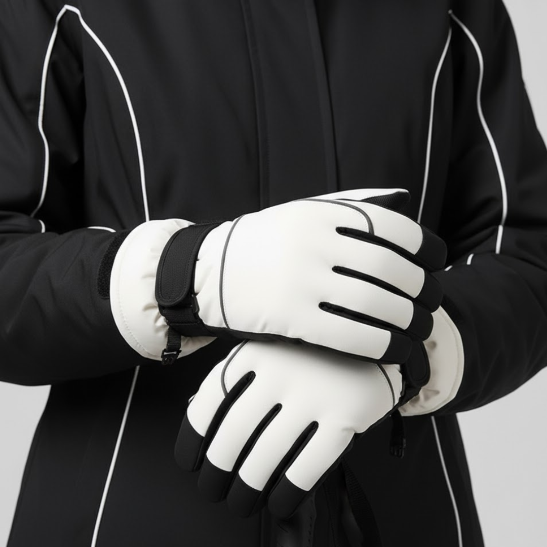 Thermal Ski Gloves - Warm & Snowproof for Winter-Frozenoir-Beige-Eine Größe-