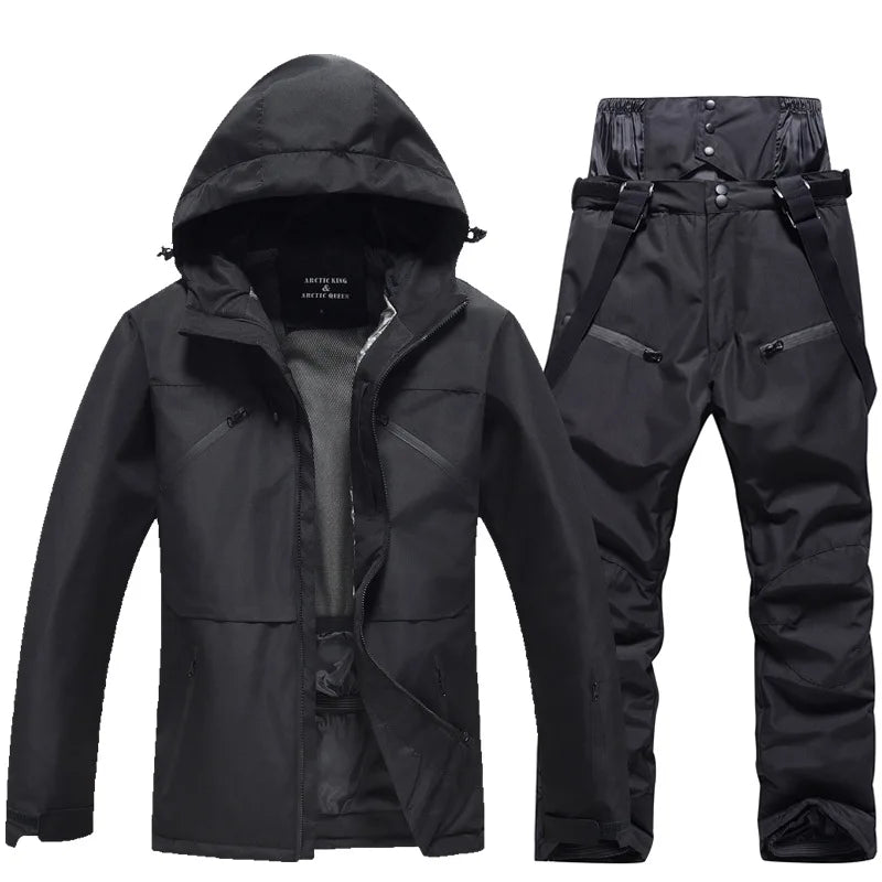 Unisex 2-Piece Ski Suit - Ski Jacket & Pants Set-Frozenoir-Black-s-