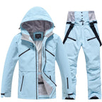 Unisex 2-Piece Ski Suit - Ski Jacket & Pants Set-Frozenoir-Light Blue-s-